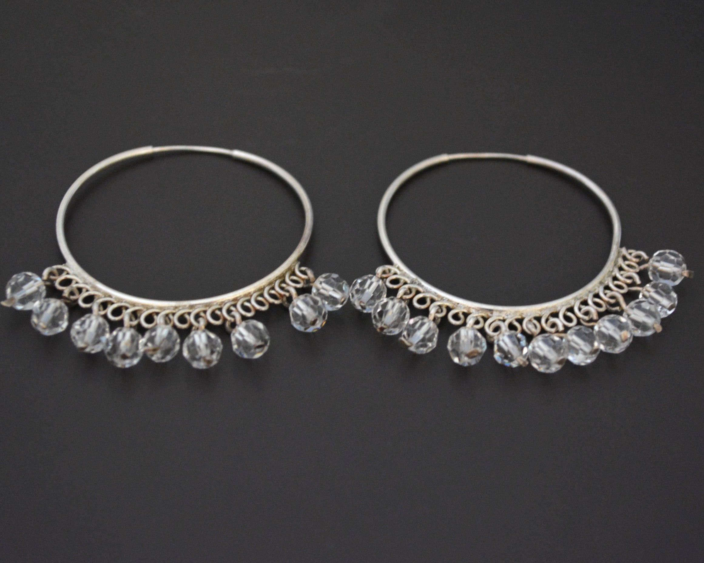 Large Ethnic Crystal Quartz Hoop Earrings