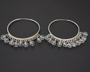 Large Ethnic Crystal Quartz Hoop Earrings