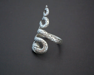 Snake Ring with Onyx Eyes - Size 7