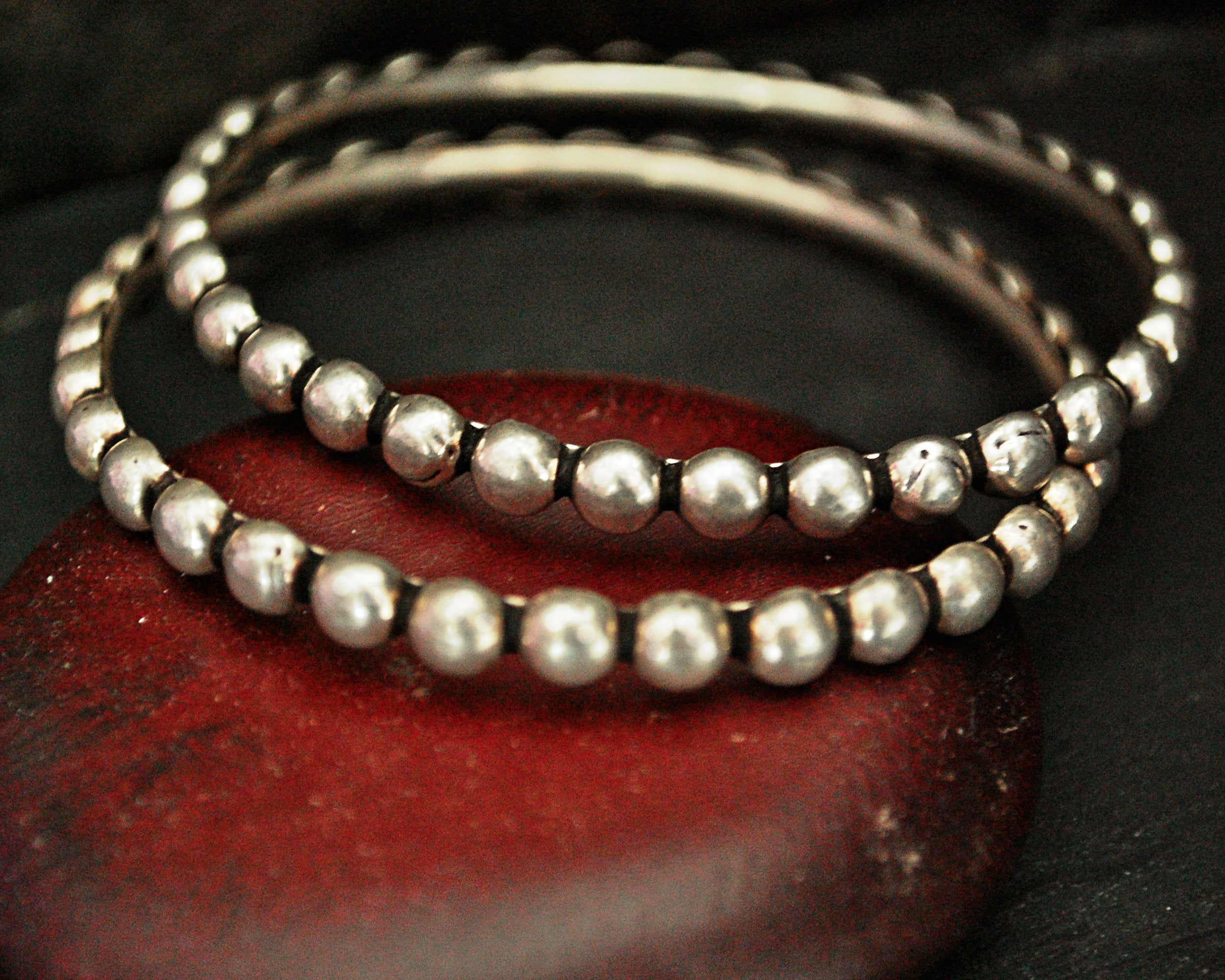 Indian Sterling Silver Bangle Bracelets - PAIR