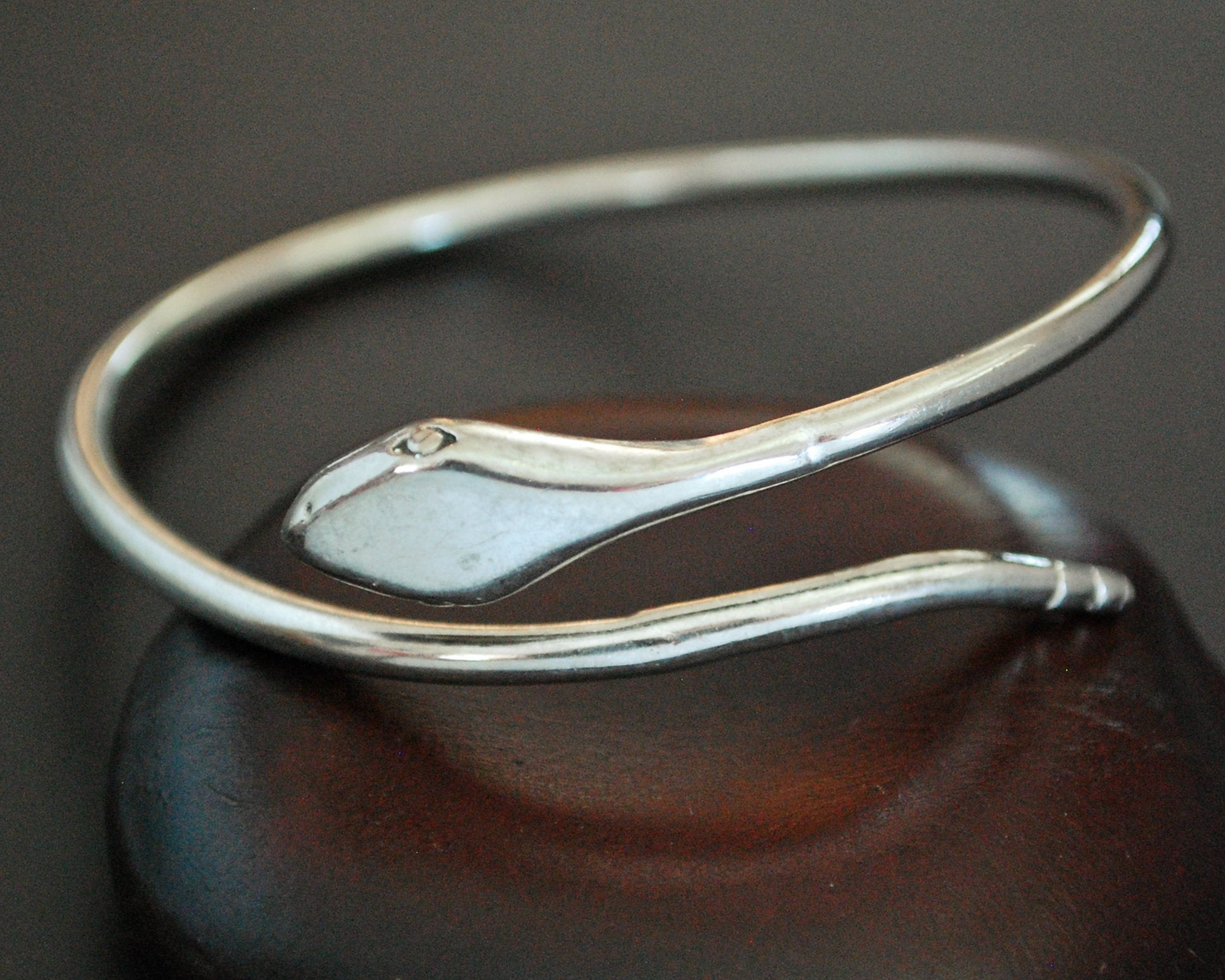 Vintage Sterling Silver Snake Bracelet - Adjustable