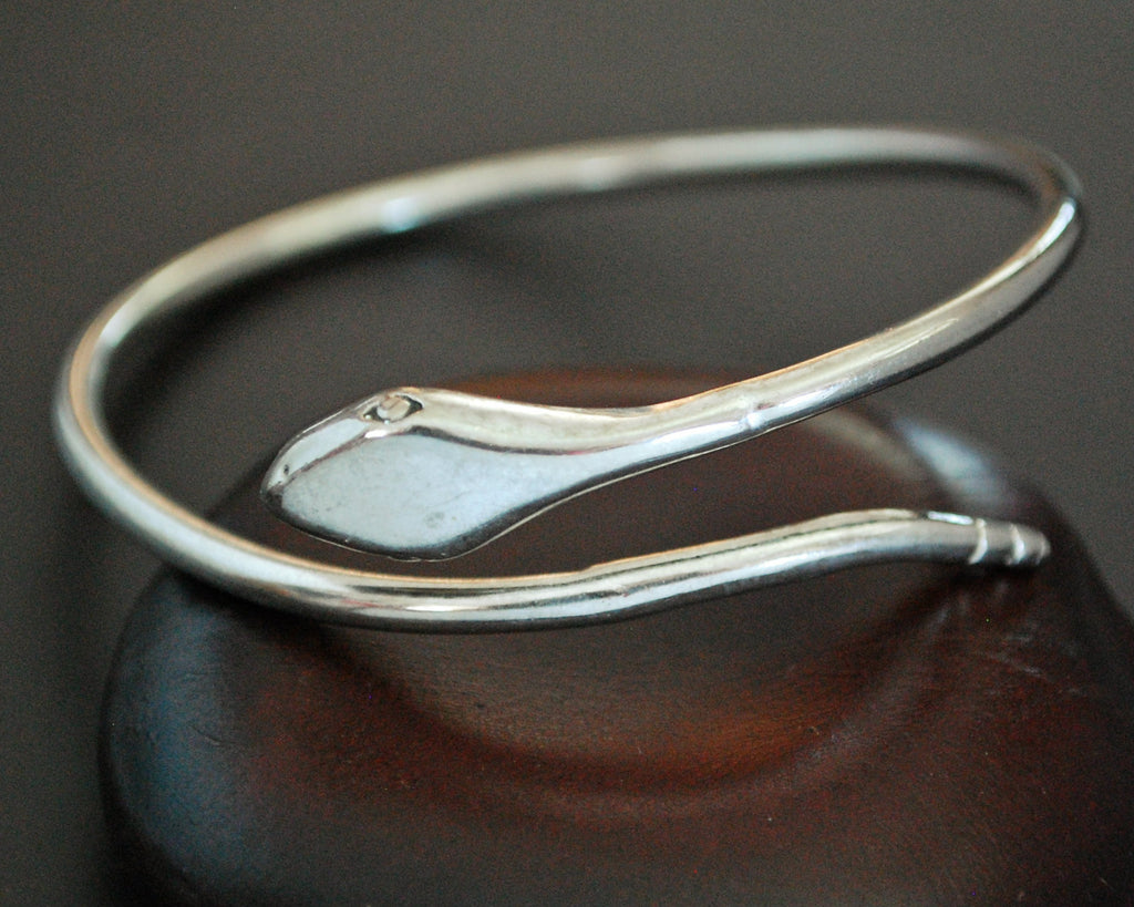 Vintage Sterling Silver Snake Bracelet - Adjustable