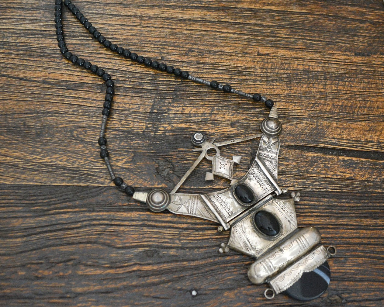 Tuareg Agate Silver Pendant Necklace