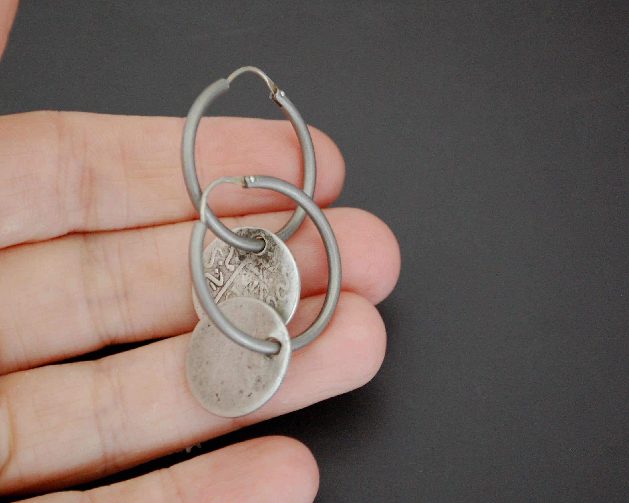 Hoop Earrings with Berber Coins - MEDIUM