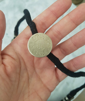 Old Indian Coin Necklace On Cotton Cord