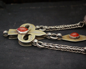 Antique Turkmen Pendant with Carnelian and Bells