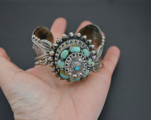 Fabulous Nepali Tibetan Turquoise Cuff Bracelet - HEAVY
