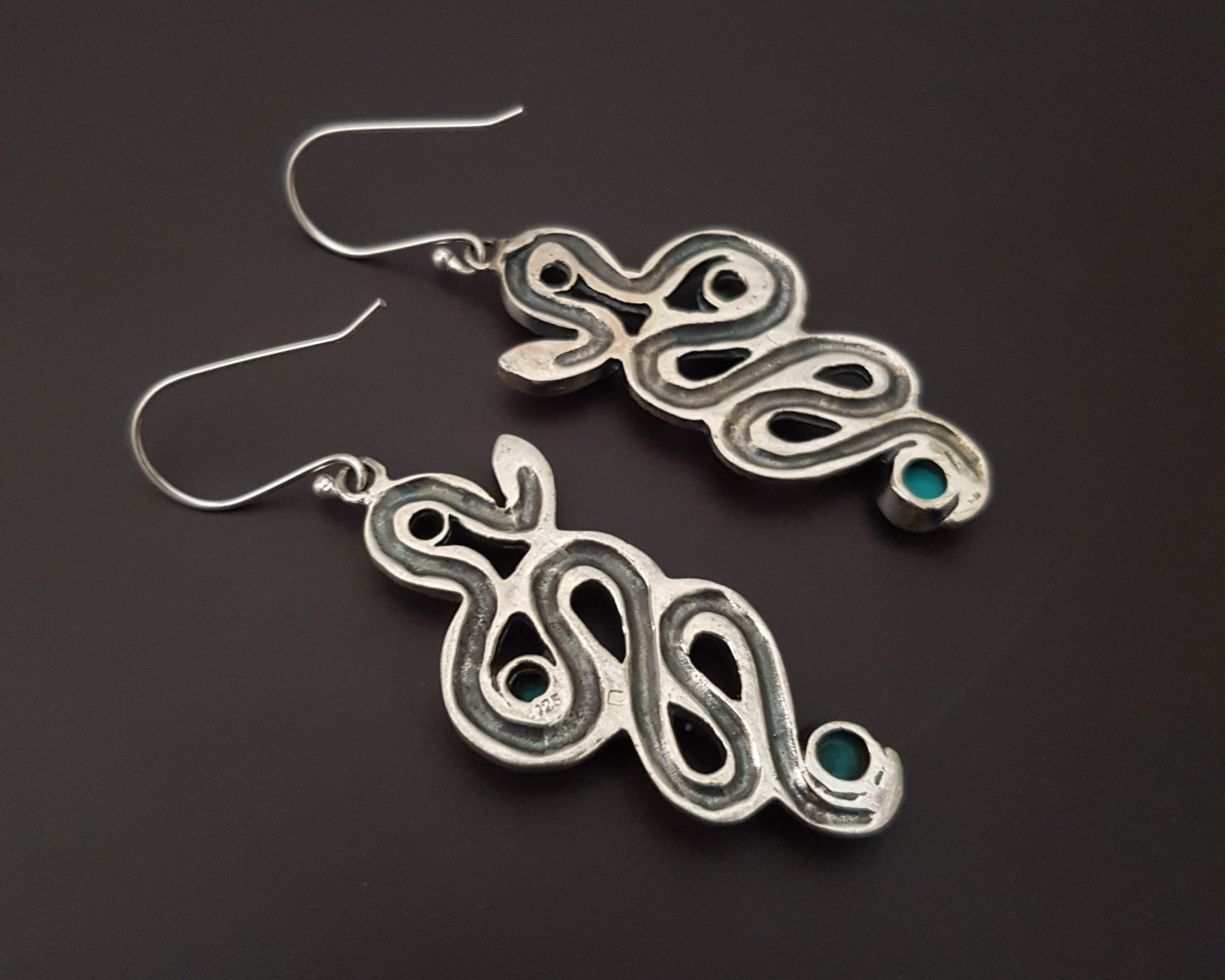 Snake Turquoise Dangle Earrings
