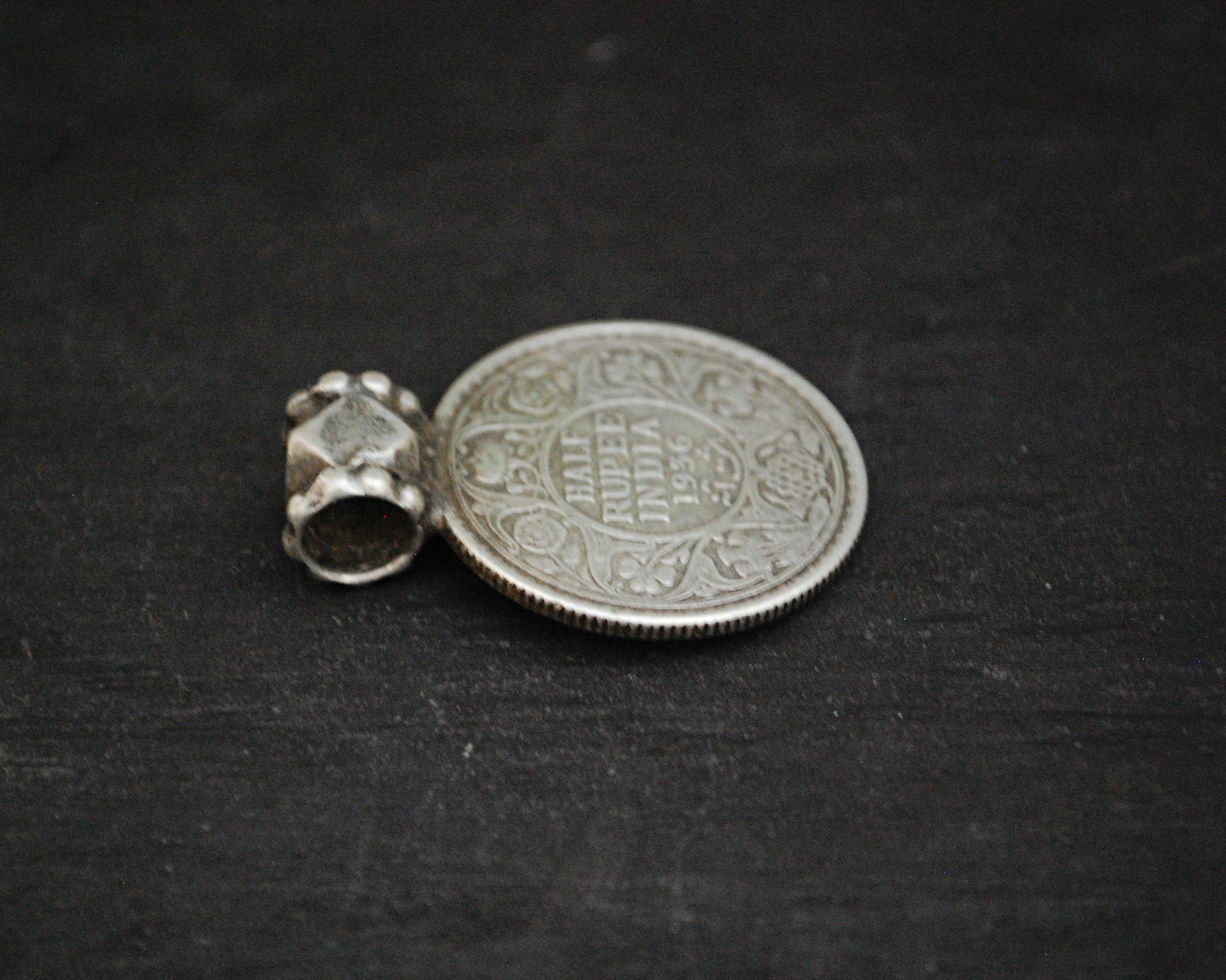Antique Indian Half Rupee Coin Pendant 1936