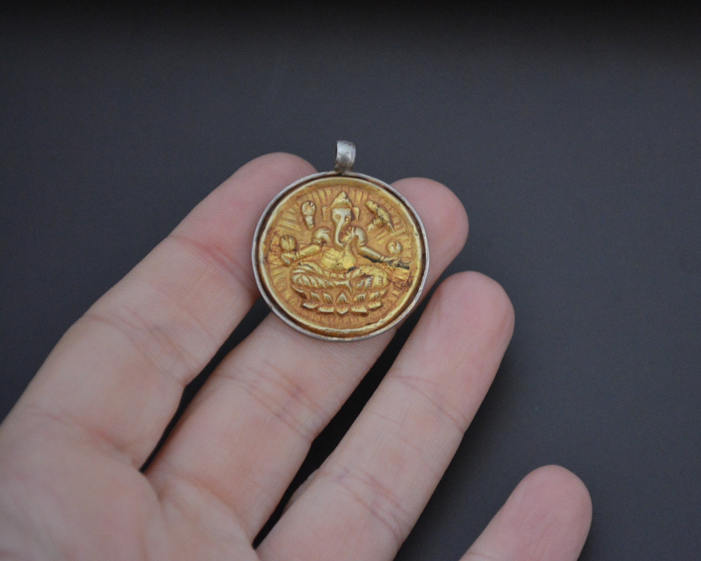 Ganesha Gilded Silver Pendant
