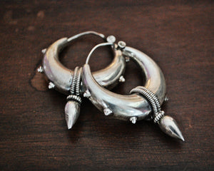 Sterling Silver Spike Hoop Earrings - LARGE
