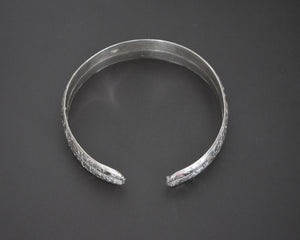 Nepali Silver Cuff Bracelet with Carvings
