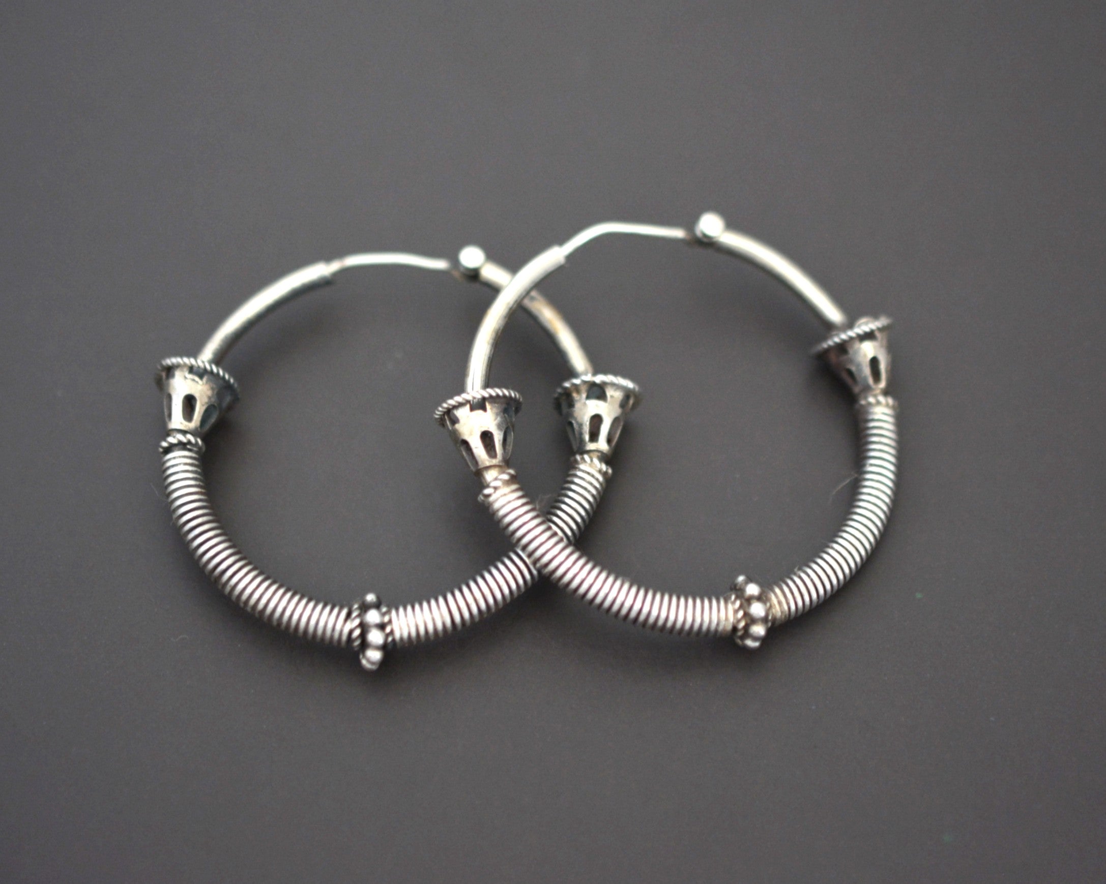 Ethnic Bali Hoop Earrings with Wire - Medium/Large