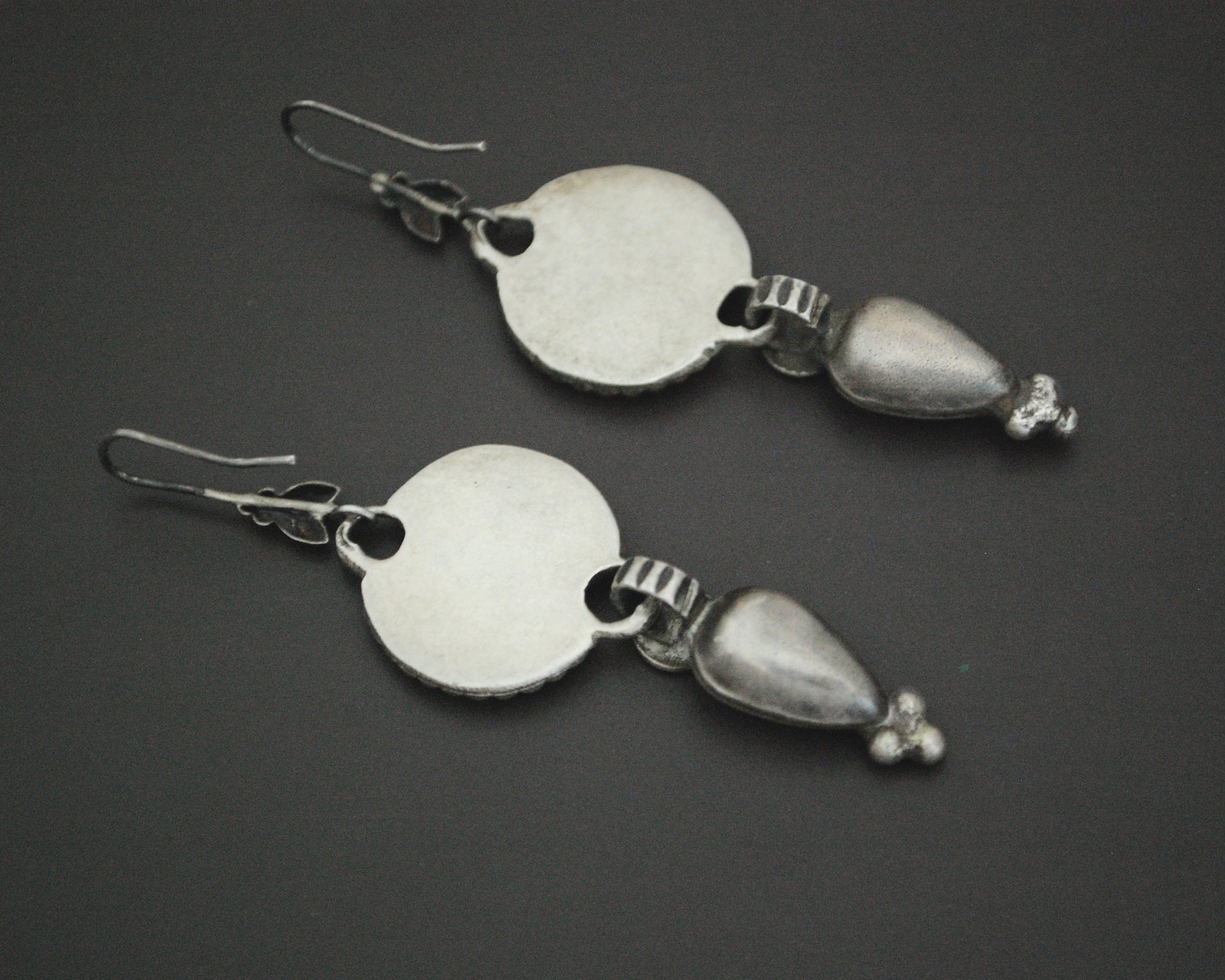 Rajasthani Flowery Silver Earrings with Dangles