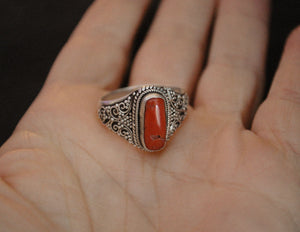 Ethnic Nepali Coral Ring - Size 8.5