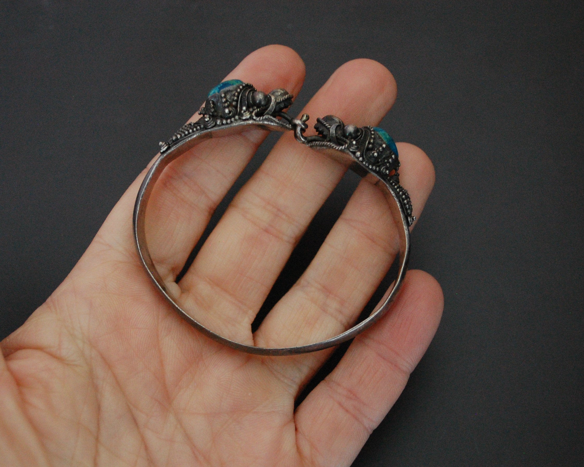 Balinese Dragon Bracelet with Chrysocolla - SMALL