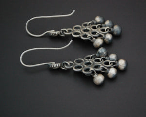 Rajasthani Coral Silver Earrings with Bells
