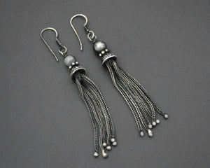 Ethnic Silver Tassel Earrings