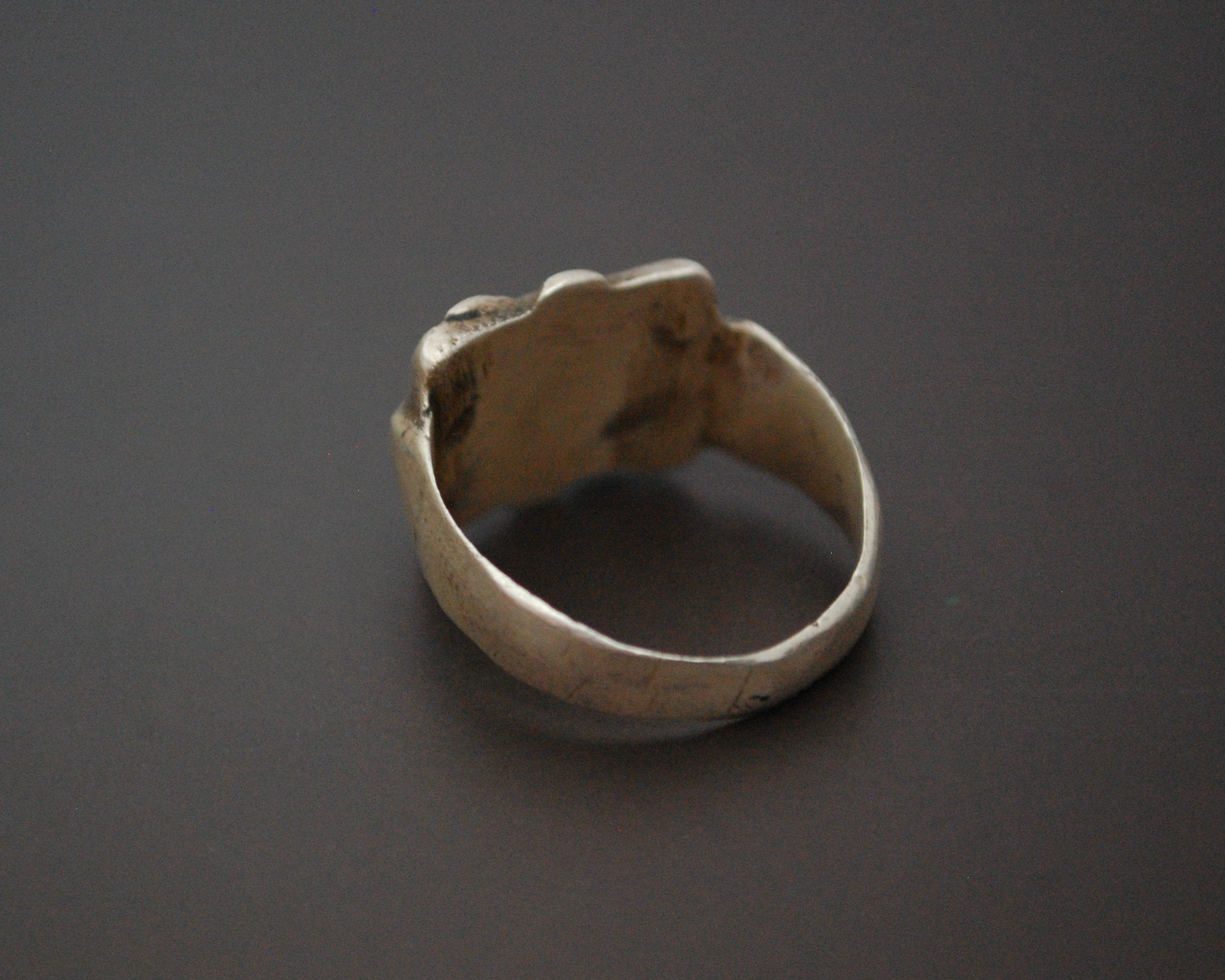 Old Afghani Silver Turquoise Ring - Size 8.5