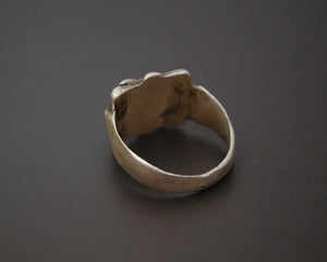 Old Afghani Silver Turquoise Ring - Size 8.5