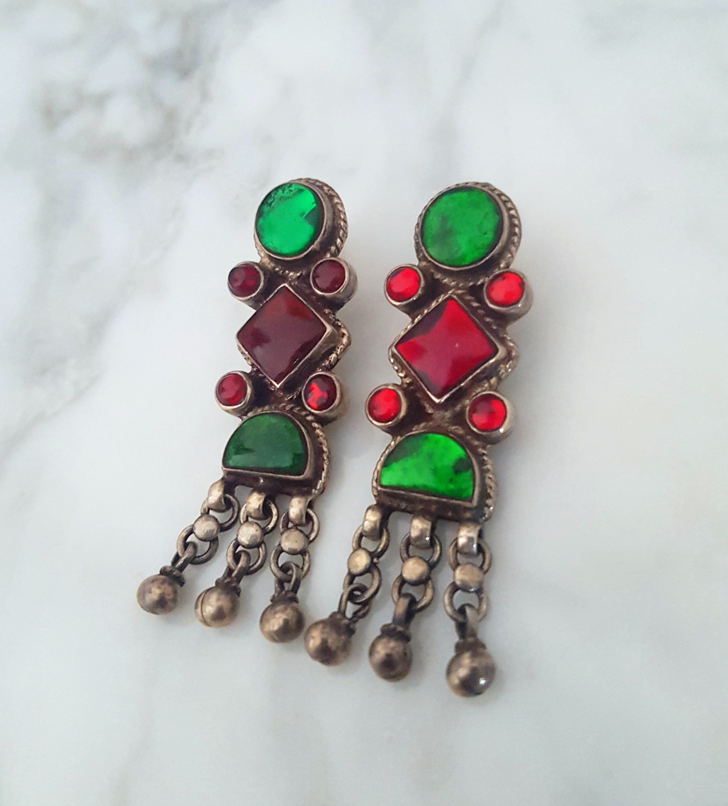 Rajasthani Earrings with Glass and Bells