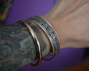 Nepali Turquoise Cuff Bracelet with Filigree Work