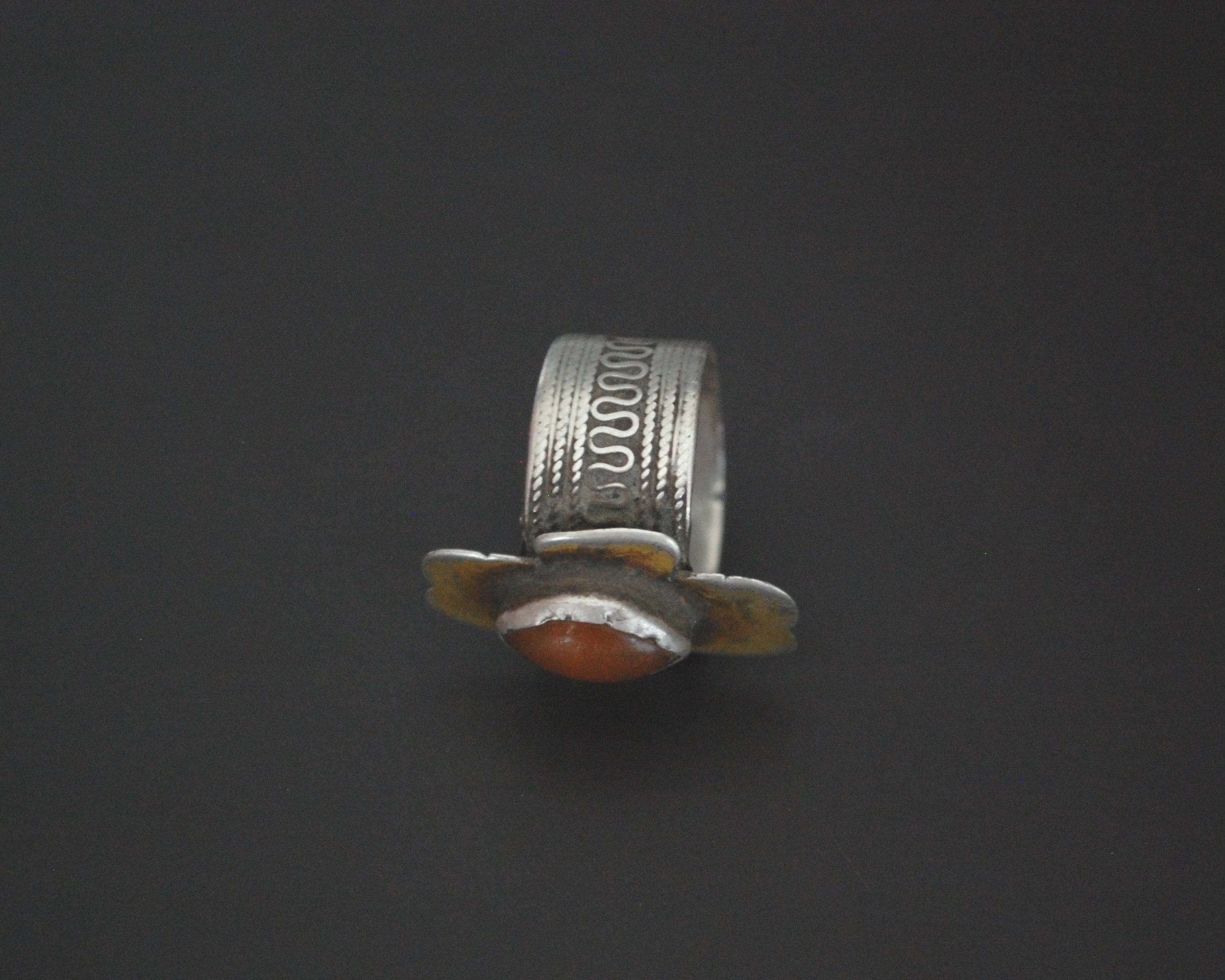 Turkmen Gilded Carnelian Ring - Size 8.5