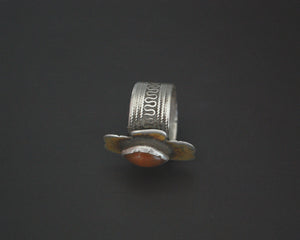 Turkmen Gilded Carnelian Ring - Size 8.5