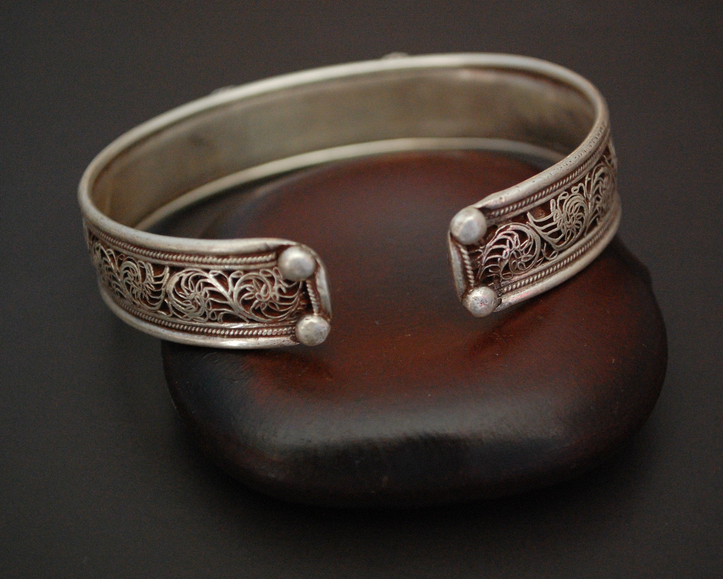 Nepali Turquoise Cuff Bracelet with Filigree