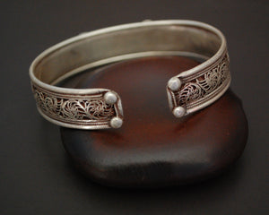 Nepali Turquoise Cuff Bracelet with Filigree