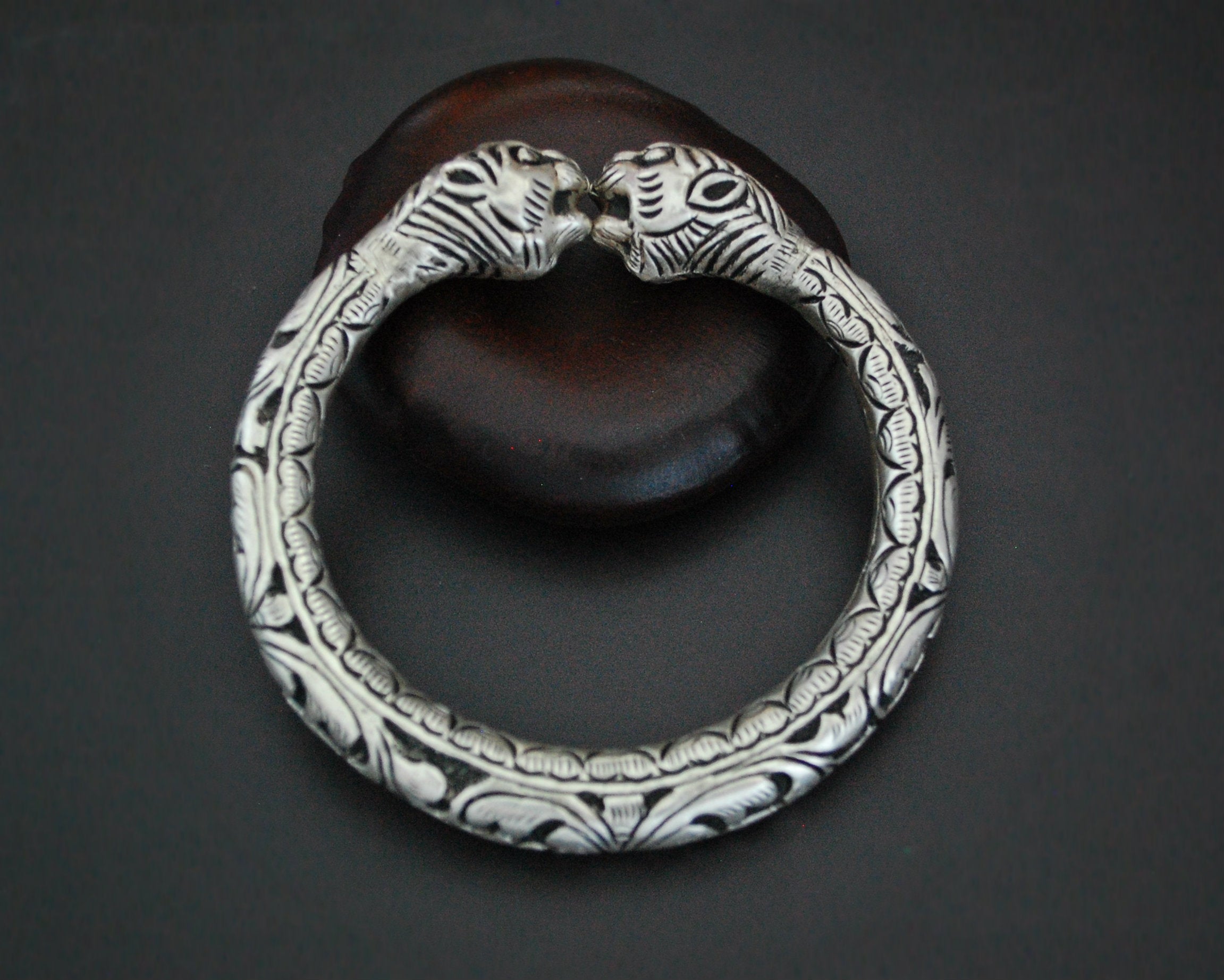 Rajasthani Tiger Silver Repoussee Bracelet