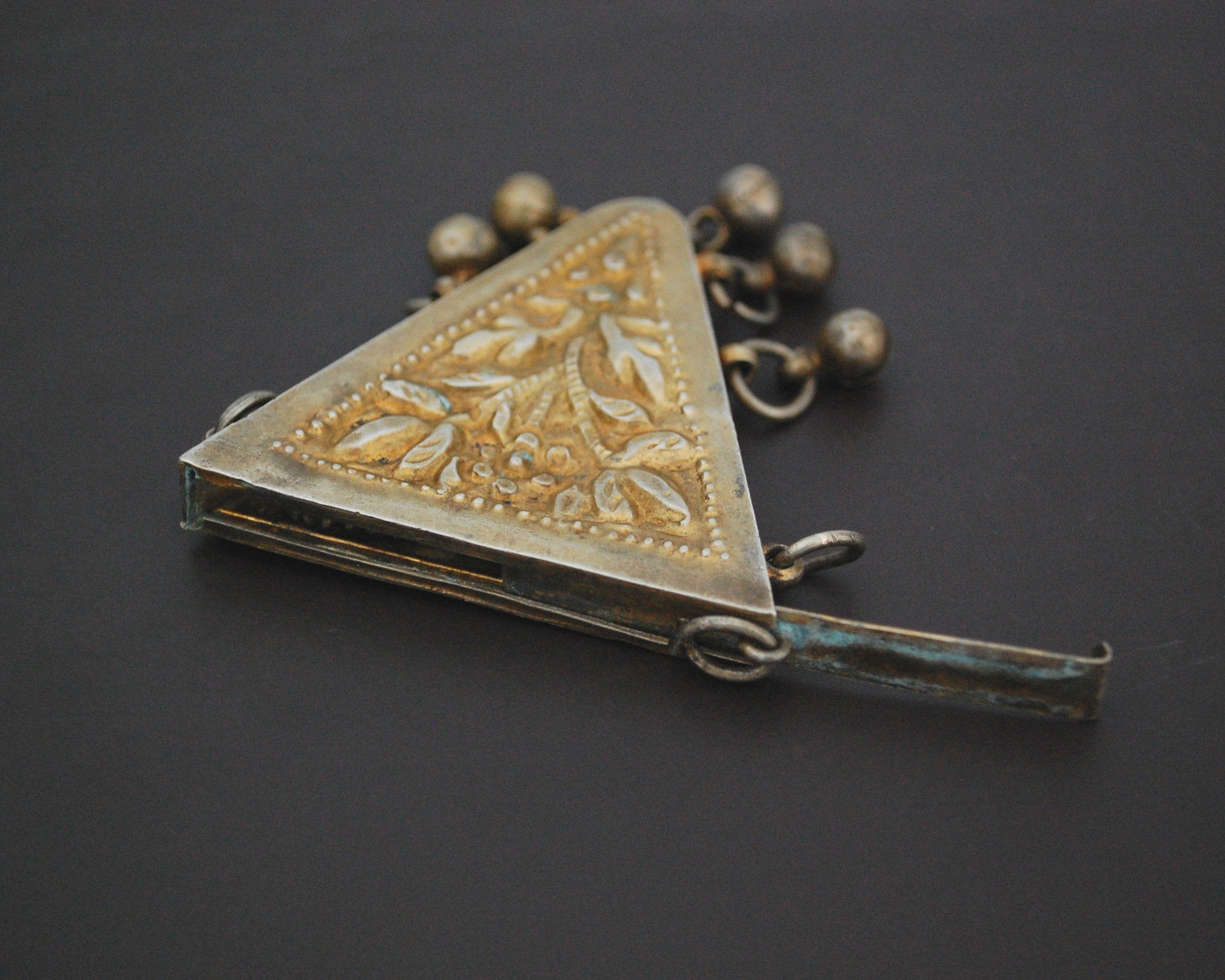 Gilded Egyptian Zar Amulet Pendant Box with Bells