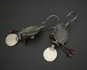 Kazakh Style Coin Earrings with Lapis Lazuli
