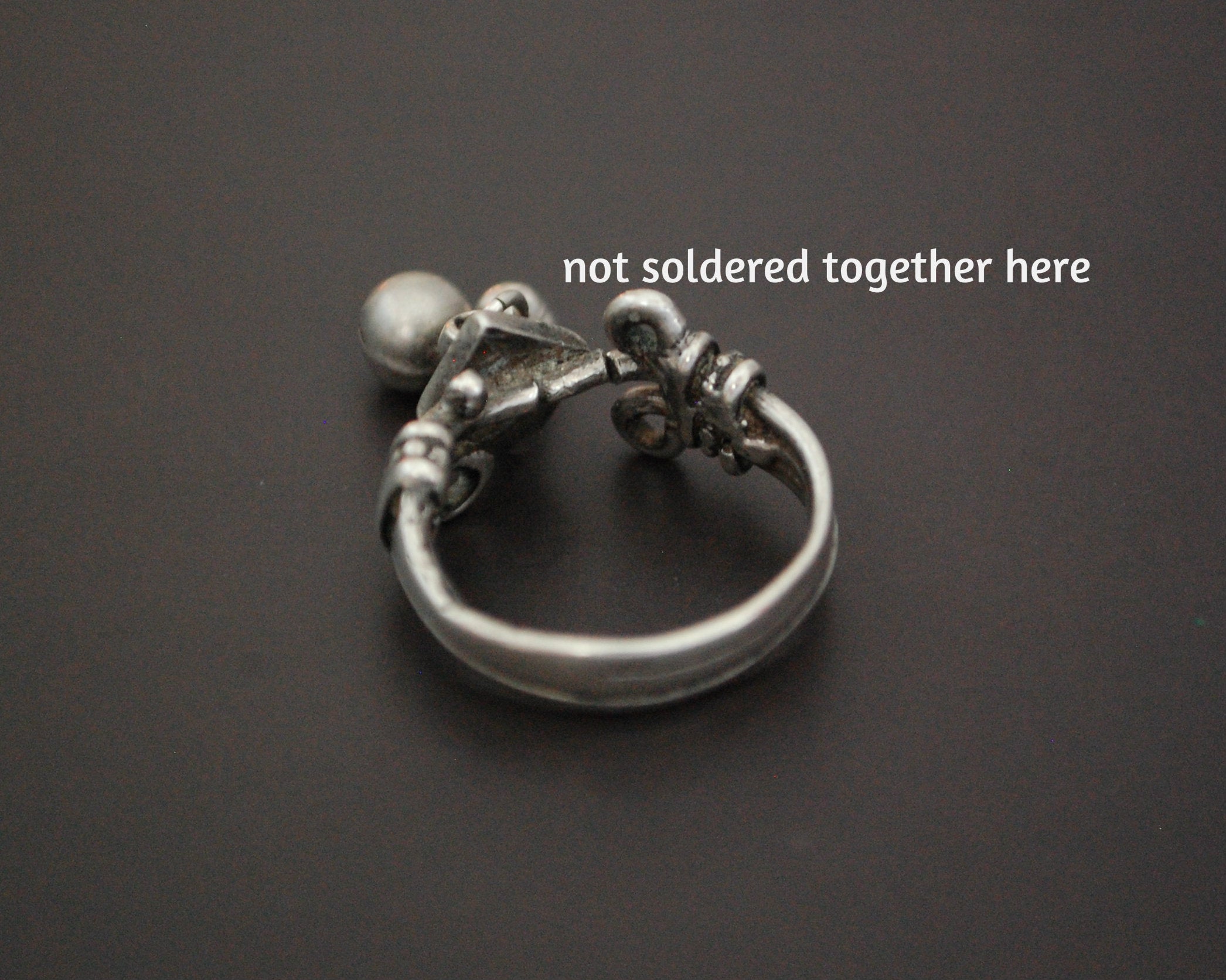 Old Rajasthani Silver Ring with Bells - Size 6