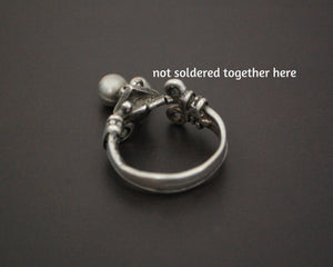 Old Rajasthani Silver Ring with Bells - Size 6