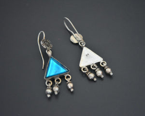 Rajasthani Earrings with Blue Glass and Bells