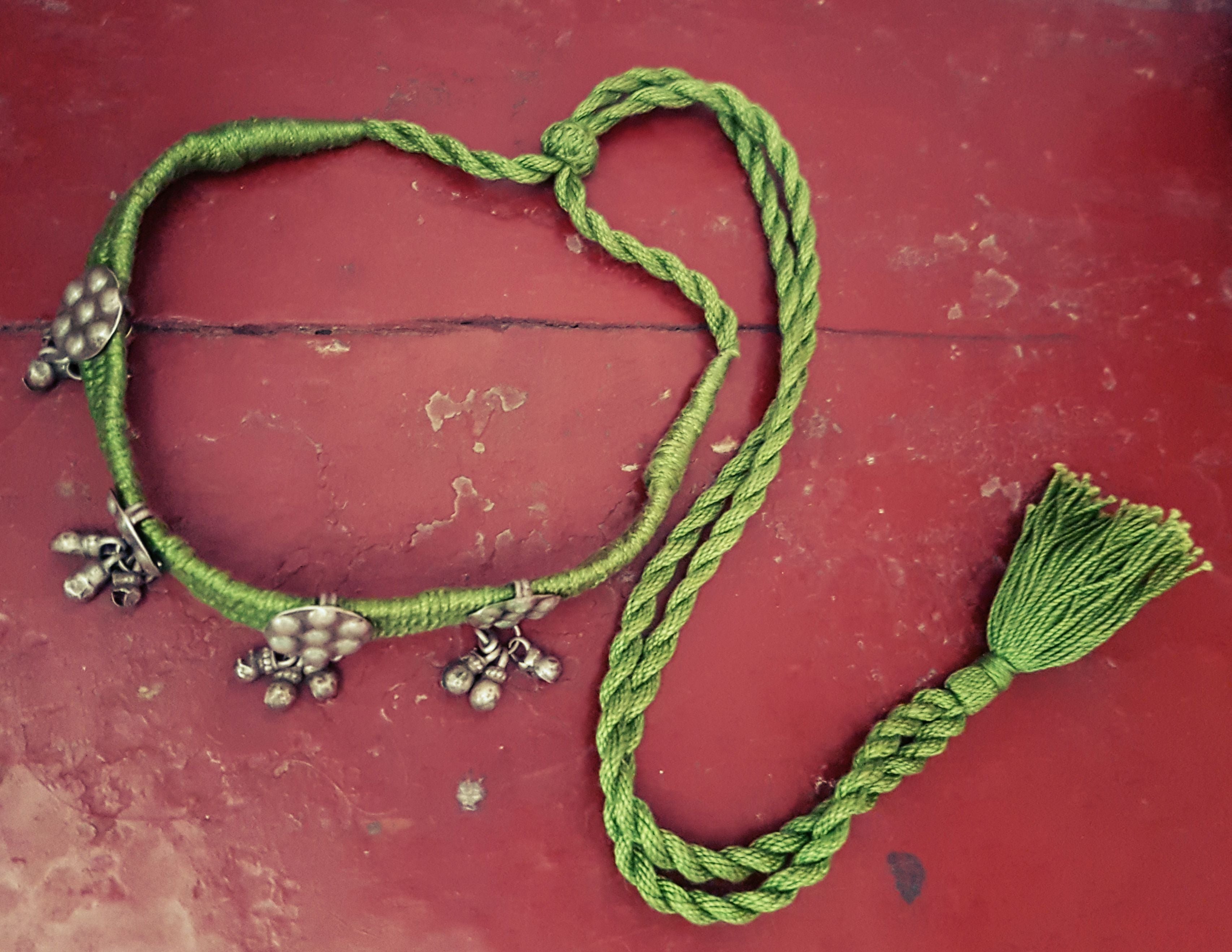 Rajasthani Silver Cotton Choker Necklace