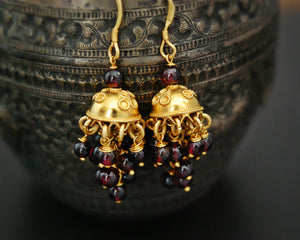 Rajasthani Gilded Garnet Jhumka Earrings