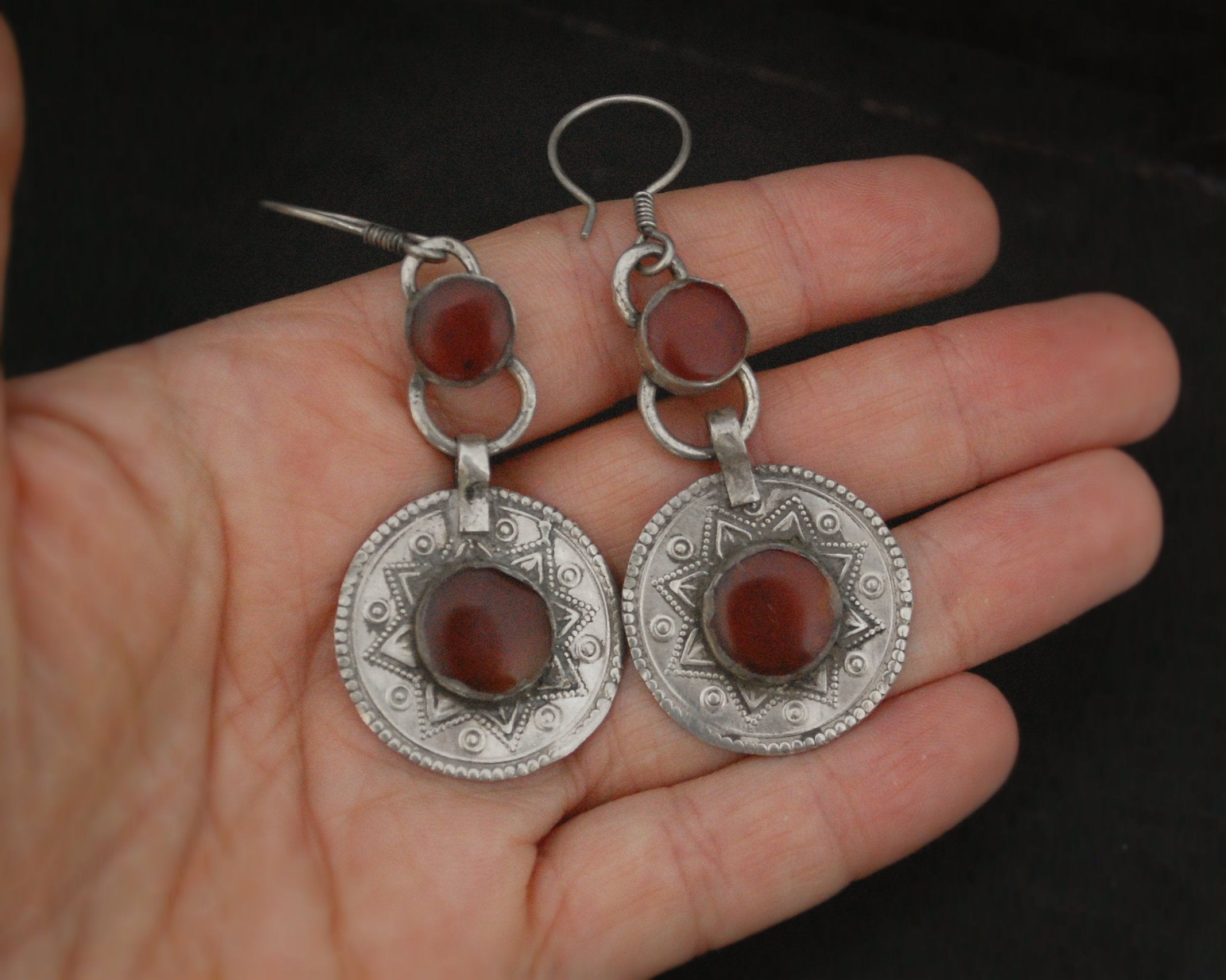 Afghani Carnelian Dangle Earrings