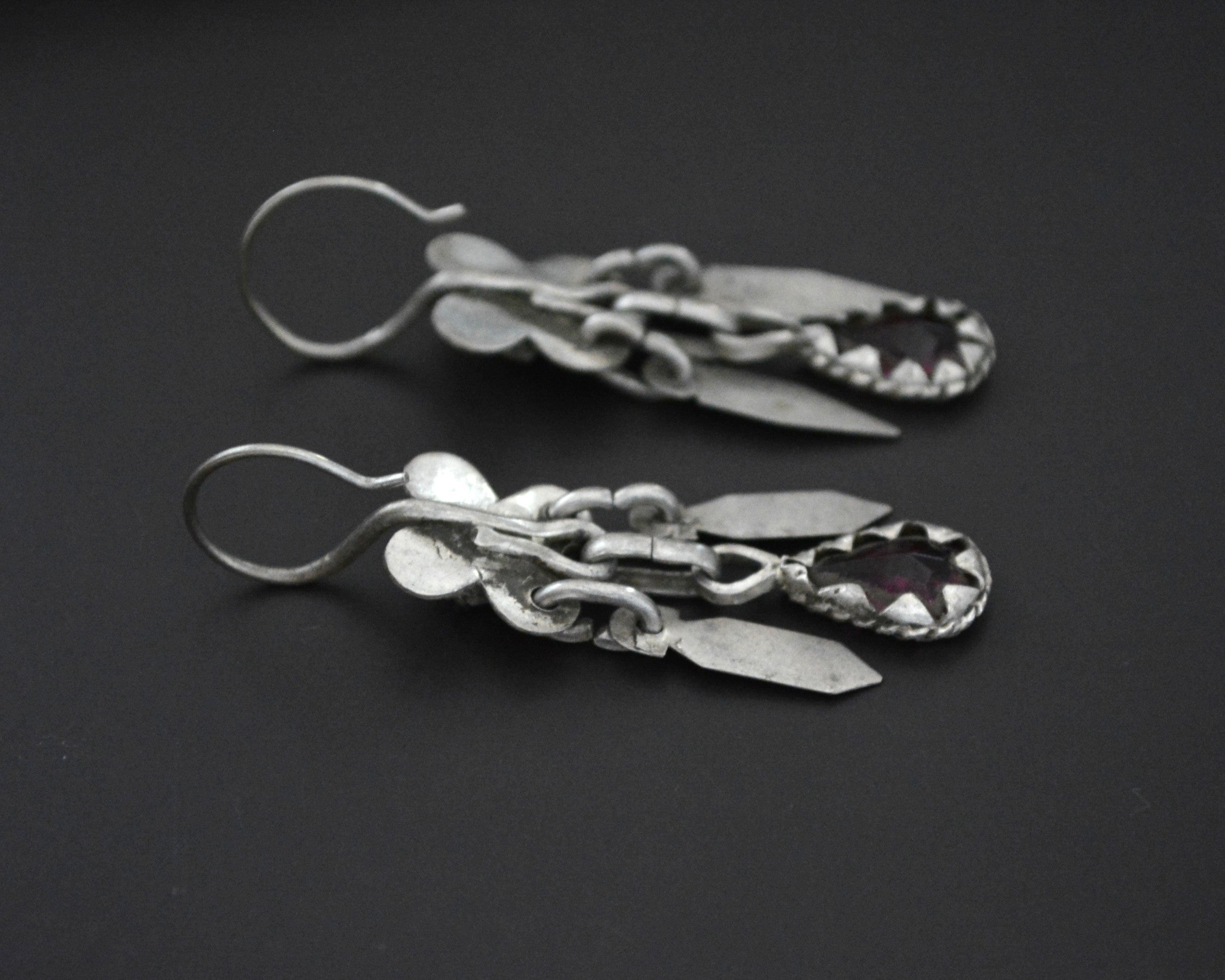 Afghani Earrings with Pink Glass Stones