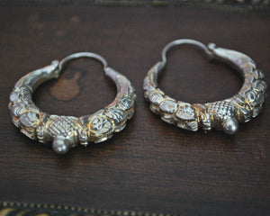 Nepali Silver Gilded Hoop Earrings