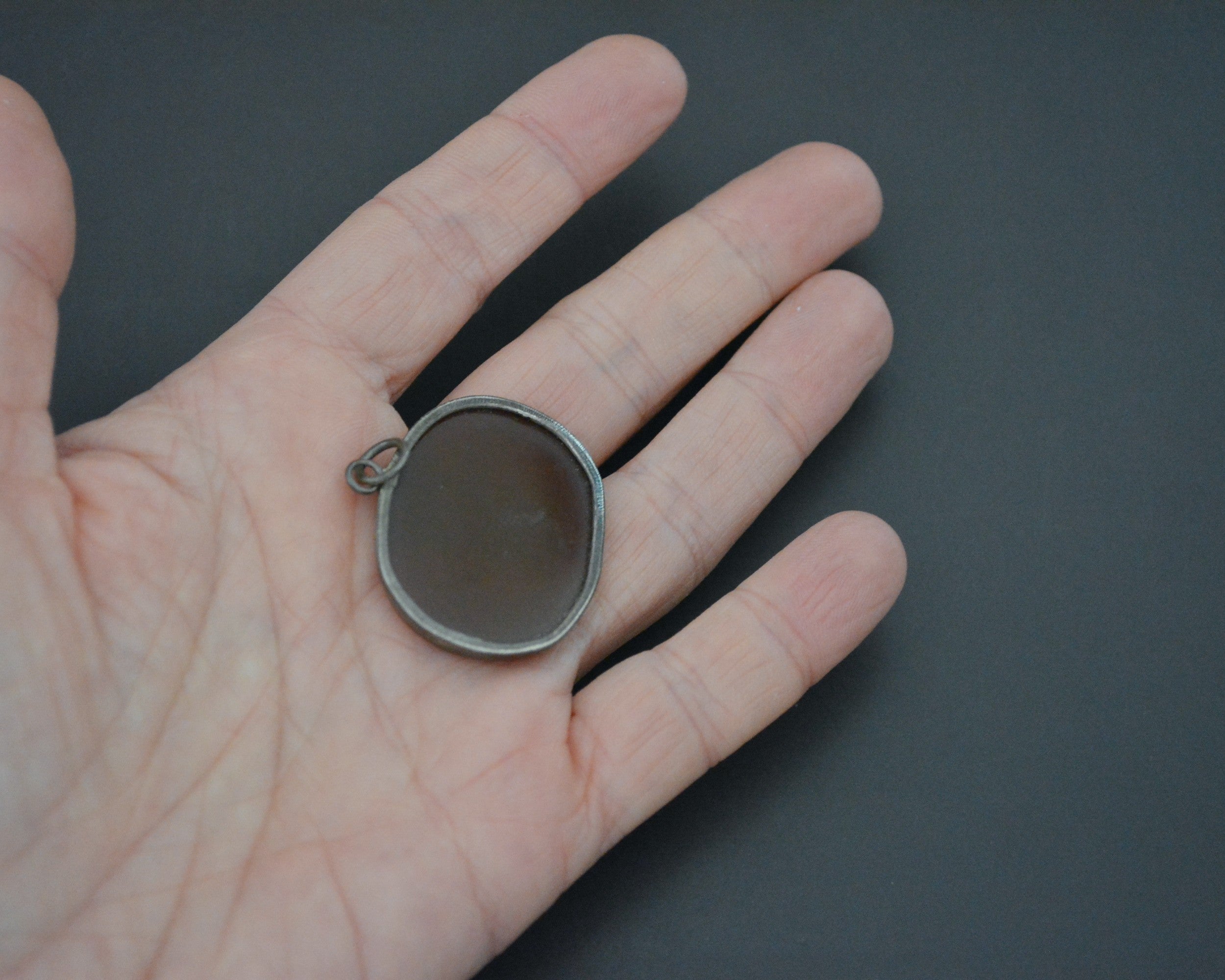 Persian Arabic Writing Carnelian Pendant in Silver Setting