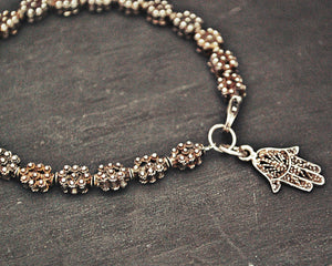 Hand of Fatima Silver Beads Bracelet
