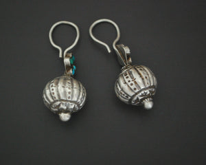 Smaller Sized Afghani Earrings with Turquoise