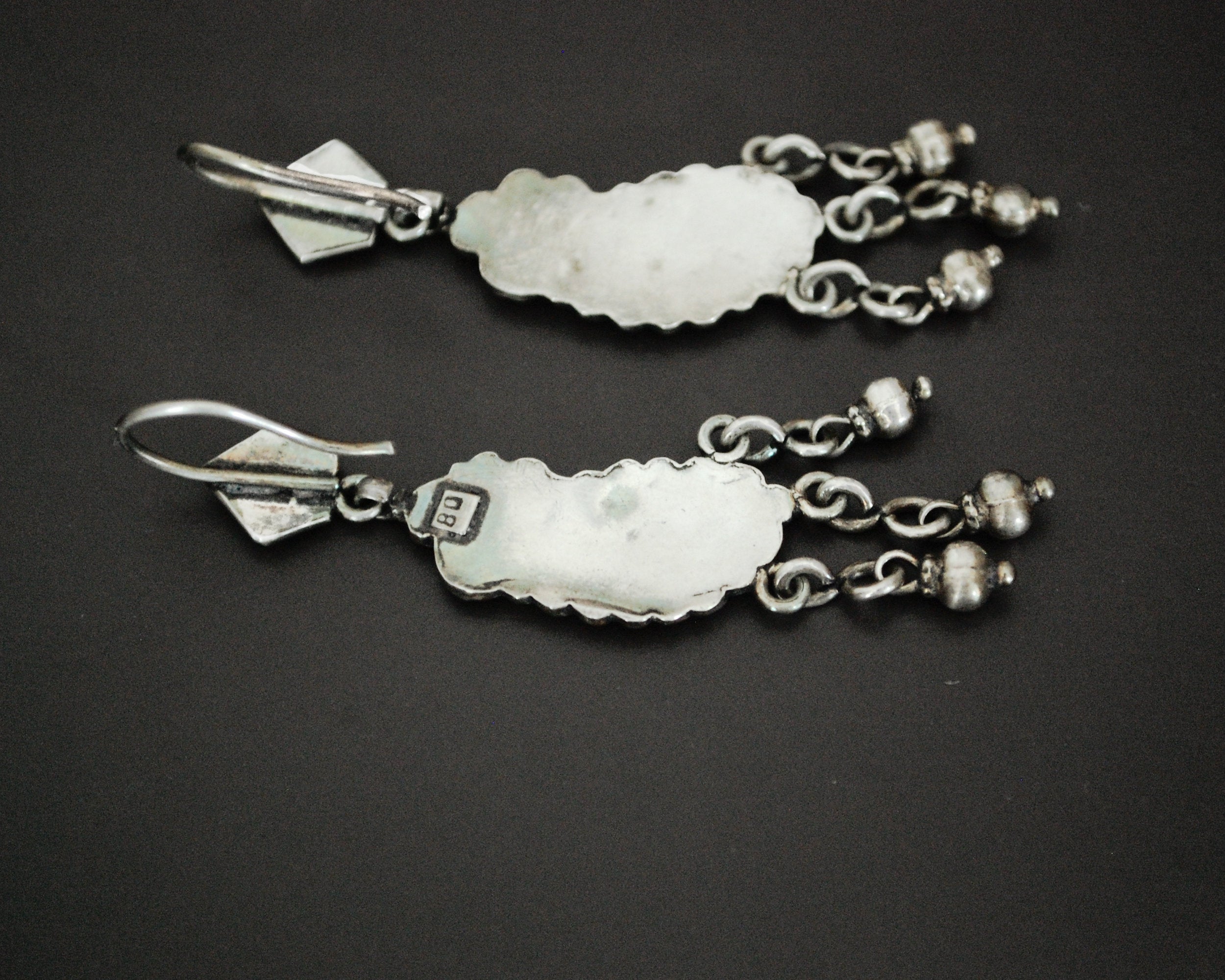 Rajasthani Silver Paisley Earrings with Dangles