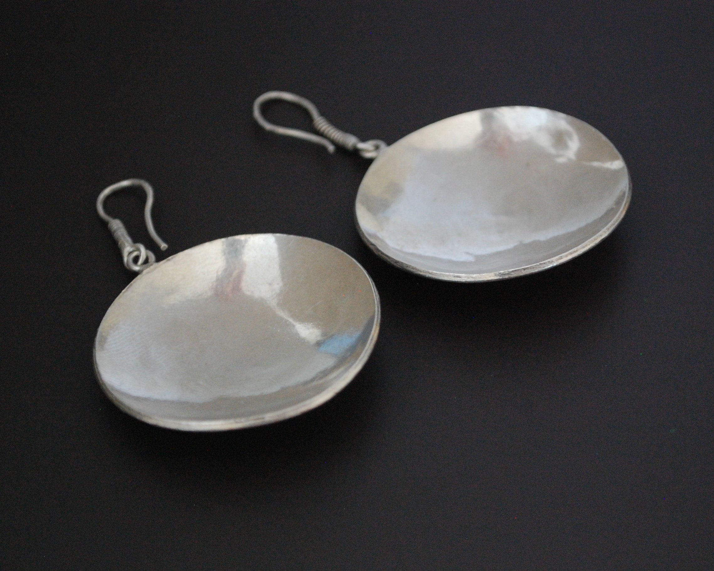 Indian Silver Peacock Disc Earrings