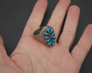 Zuni Petit Point Turquoise Ring - Size 10.5