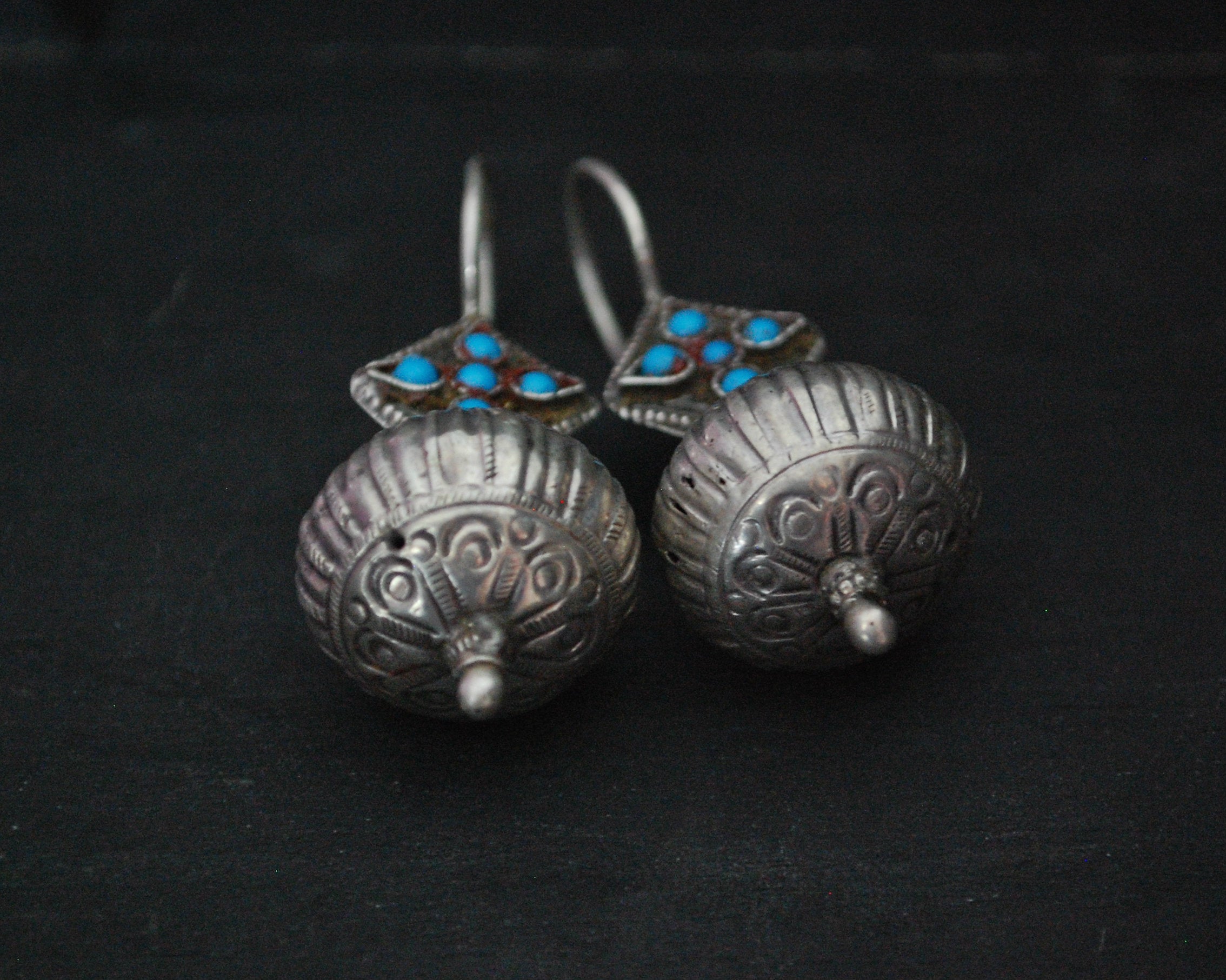 Antique Afghani Turquoise Earrings