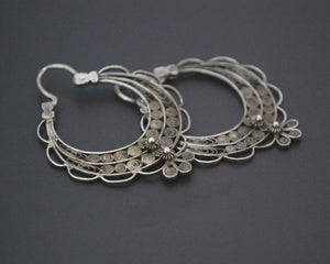 Filigree Silver Hoop Earrings