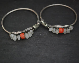 Old Berber Hoop Earrings with Coral